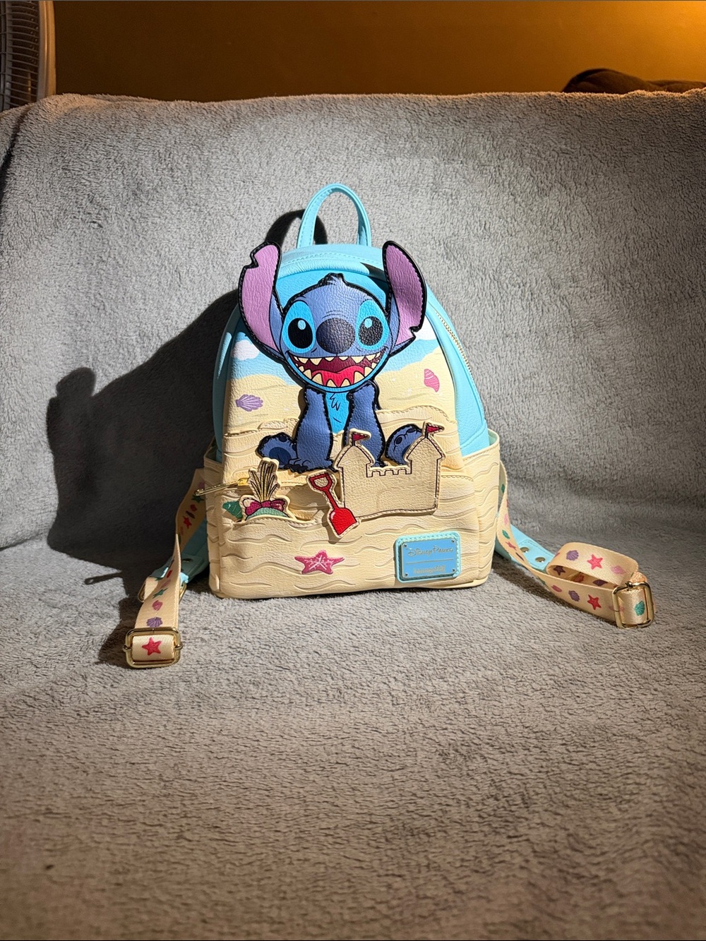 Loungefly Stitch Sandcastle Mini Backpack - Blue & Cream with Pink Accents